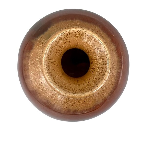 Art Studio Pottery Bud Vase Round Brown Tones Glazed Earthy Minimalist 5"H - Picture 5 of 7